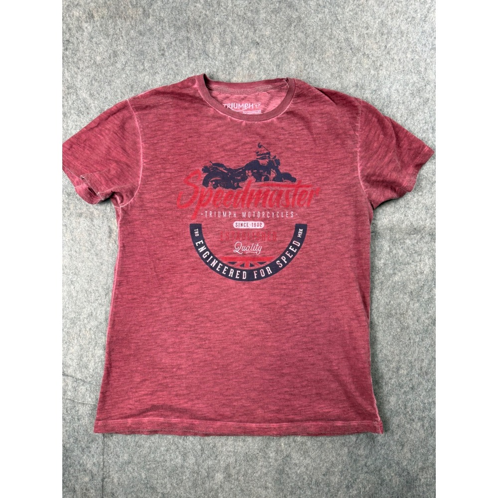 Triumph Speedmaster T Shirt Mens Small Red Cotton Graphic Bonneville Moto Tee